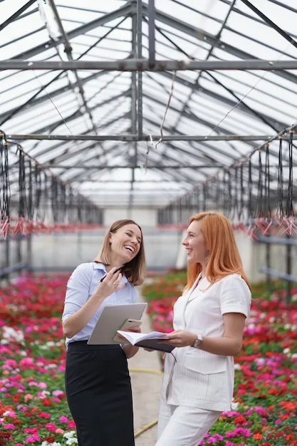 Three service touchpoints laid out on a glasshouse bench